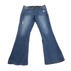 Democracy Womens Jeans 12 Boot Cut Distressed Stretch Mid Rise Zip Fly Denim